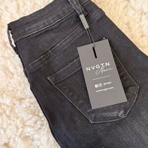 NVGTN Black Denim Pants with Distressed Details Size S NWT